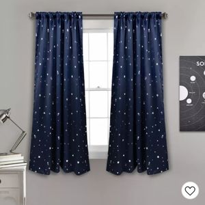 52"x63" Star Blackout Window Curtain Panels Navy 